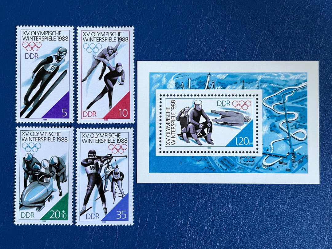 Germany (DDR) - Original Vintage Postage Stamps- 1988 - Olympics Winter Games - for the collector, artist or crafter