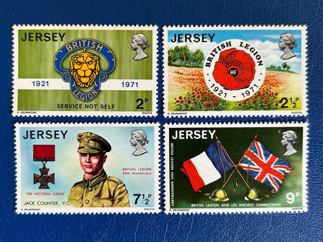 Jersey - Original Vintage Postage Stamps - 1971 Royal British Legion 20th Anniversary - for the collector, artist or crafter