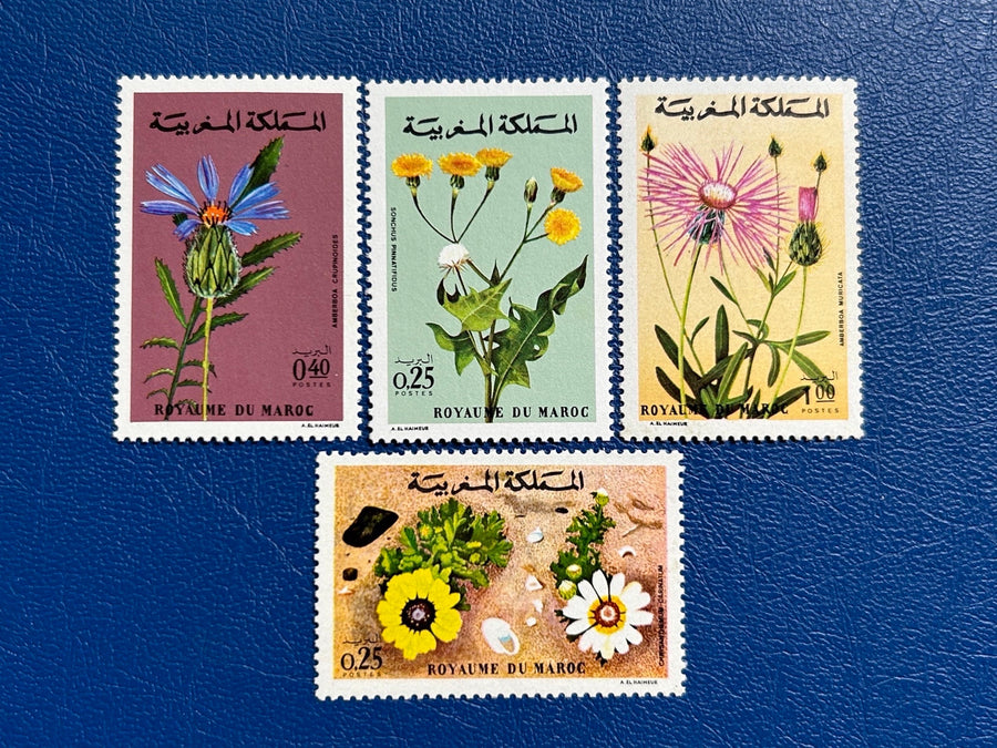 Morocco - Original Vintage Postage Stamps- 1972-73 - Flowers - for the collector, artist or crafter