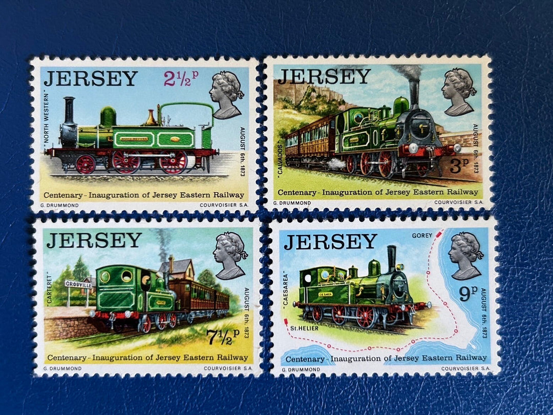 Jersey - Original Vintage Postage Stamps - 1973 - Centenary Jersey Eastern Railways - for the collector, artist or crafter