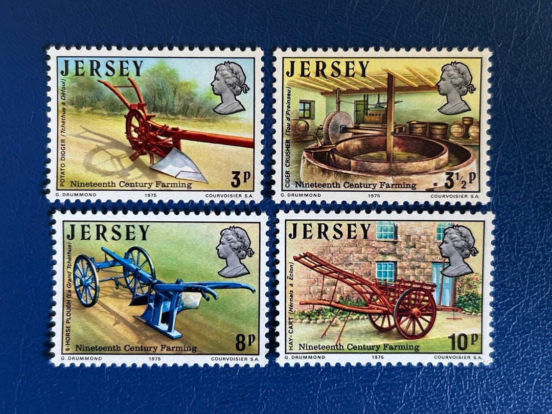 Jersey - Original Vintage Postage Stamps - 1976 - 19c Farm Tools - for the collector, artist or crafter