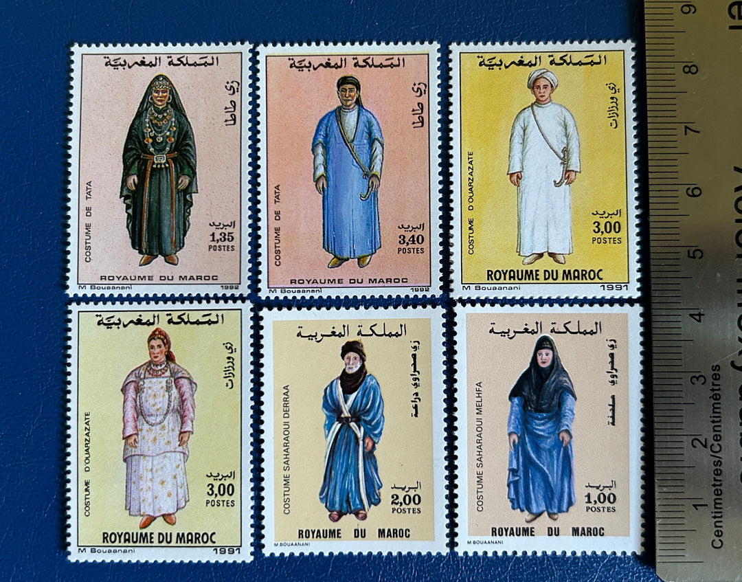 Morocco - Original Vintage Postage Stamps- 1987/91/92 - Traditional Dress -for the collector, artist or crafter