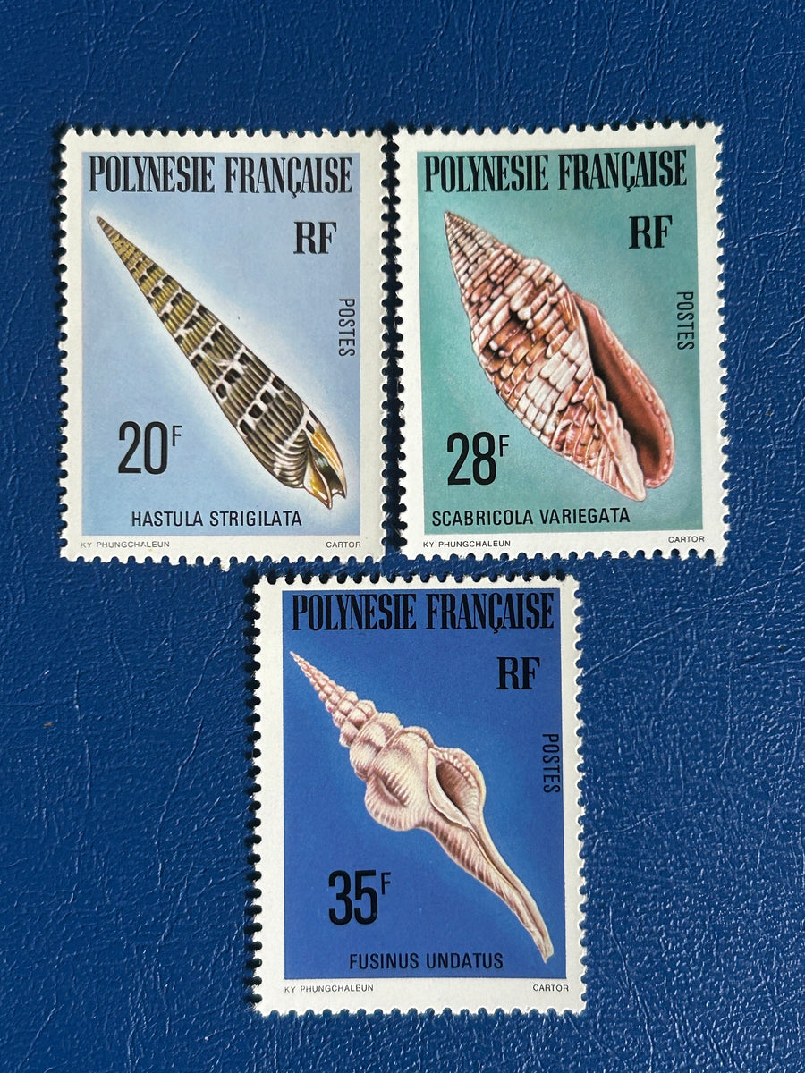 French Polynesia - Original Vintage Postage Stamps- 1979 - Seashells - for the collector, artist or crafter