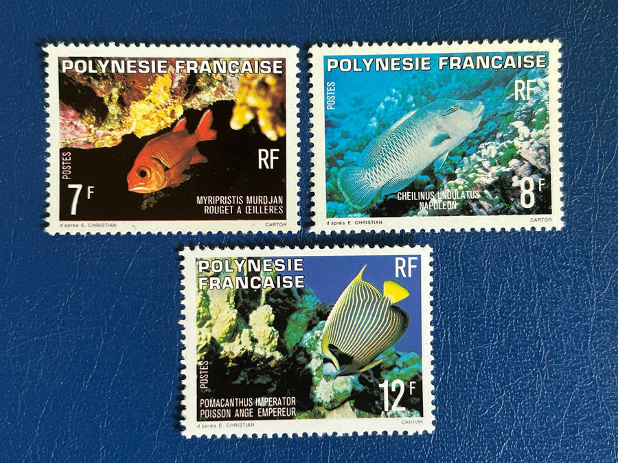 French Polynesia - Original Vintage Postage Stamps- 1980 - Fish - for the collector, artist or crafter