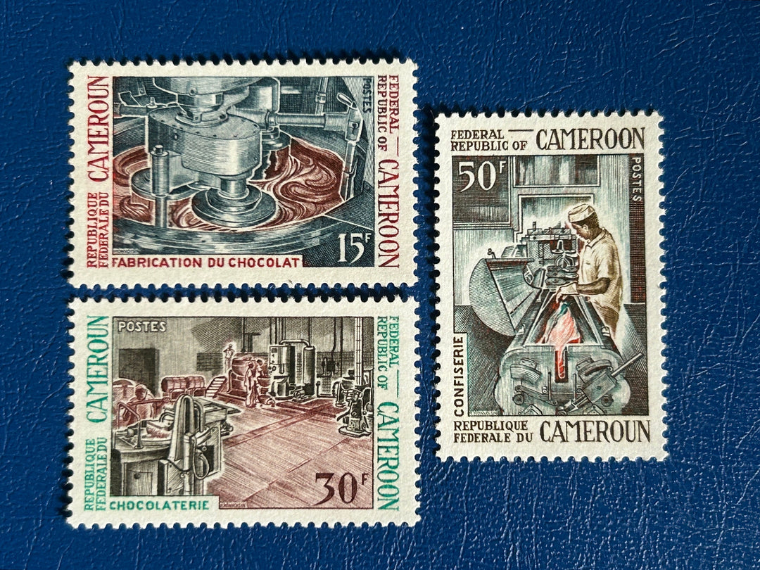 Cameroon - Original Vintage Postage Stamps- 1969- Chocolate Industry - for the collector, artist or crafter