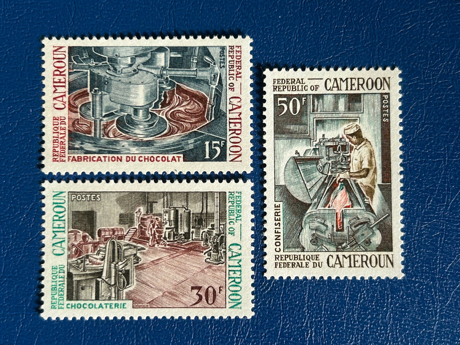 Cameroon - Original Vintage Postage Stamps- 1969- Chocolate Industry - for the collector, artist or crafter