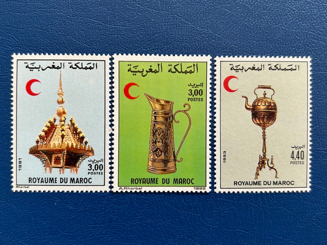 Morocco - Original Vintage Postage Stamps- 1991-93 - Red Crescent: Decorative Items - for the collector, artist or crafter