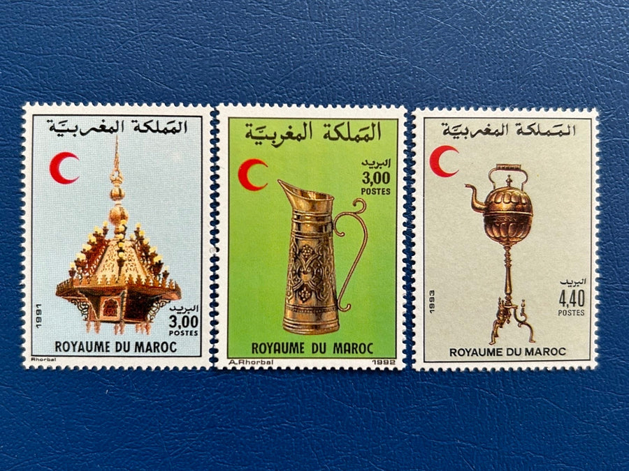 Morocco - Original Vintage Postage Stamps- 1991-93 - Red Crescent: Decorative Items - for the collector, artist or crafter