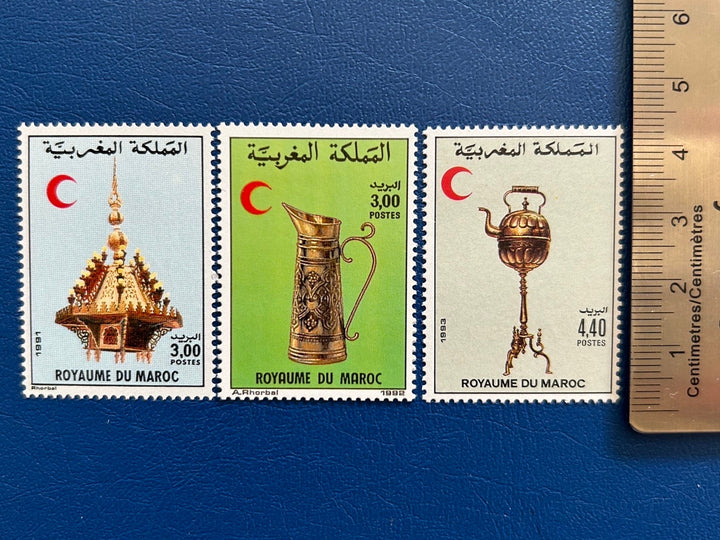 Morocco - Original Vintage Postage Stamps- 1991-93 - Red Crescent: Decorative Items - for the collector, artist or crafter