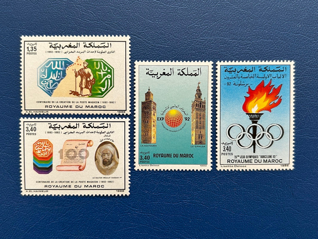 Morocco - Original Vintage Postage Stamps- 1992 - Sherifian Post Centenary, World’s Fair, Barcelona Olympics - for the collector or crafter