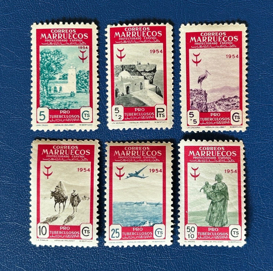 Morocco - Original Vintage Postage Stamps- 1954 - Anti Tuberculosis: Scenes - for the collector or crafter