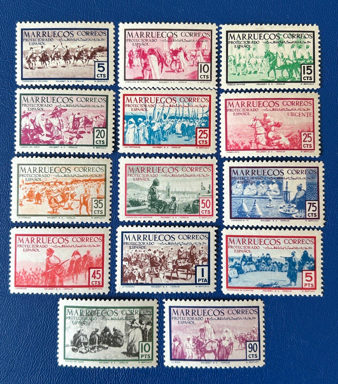 Sp. Morocco - Original Vintage Postage Stamps- 1952 - Scenes of Indigenous Life - for the collector or crafter