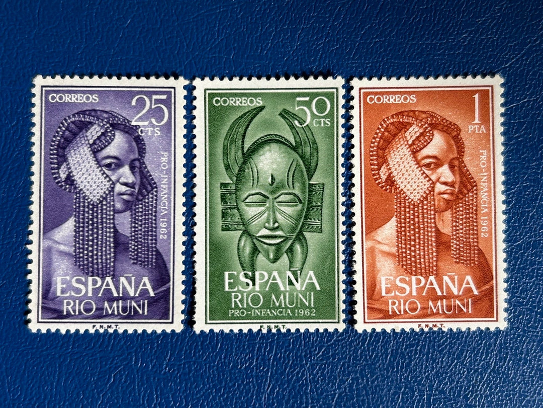 Sp. Rio Muni- Original Vintage Postage Stamps- 1962 - For Children: Indigenous People - for the collector, artist, crafter