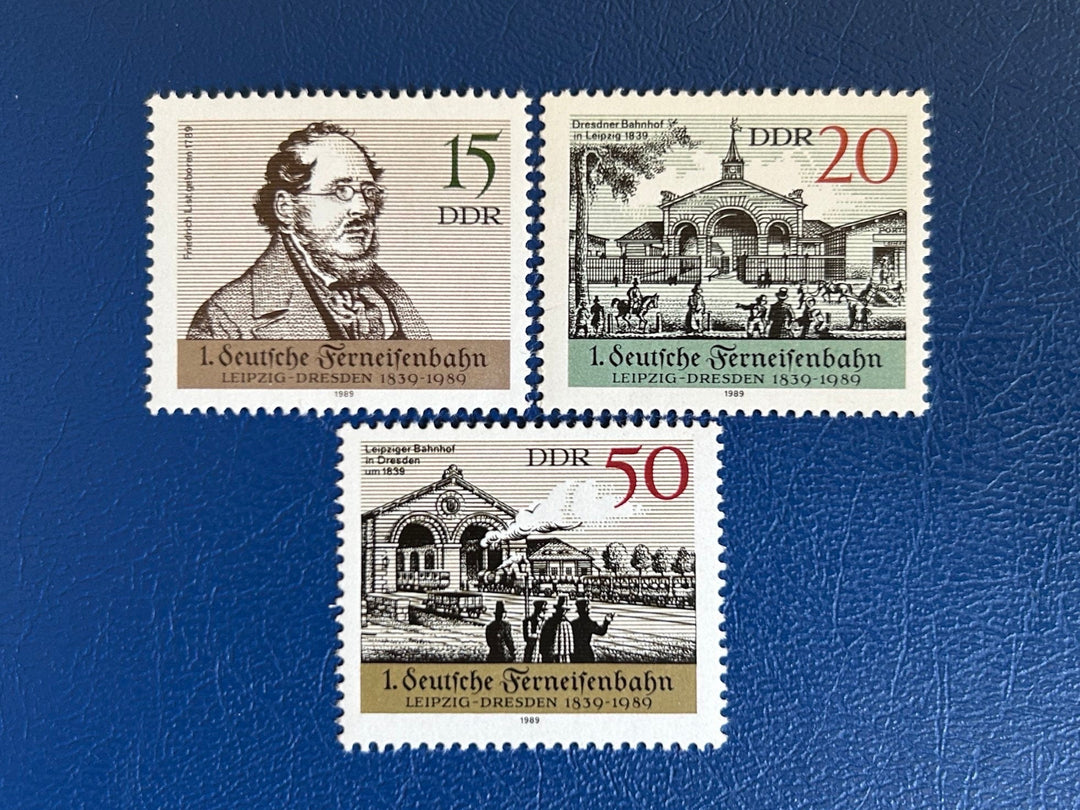 Germany (DDR) - Original Vintage Postage Stamps- 1989 - Leipzig Dresden Railway 150 Years - for the collector, artist or crafter