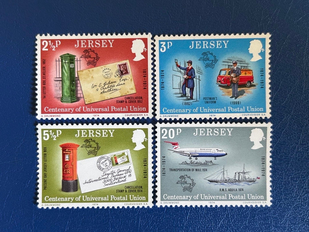 Jersey - Original Vintage Postage Stamps - 1974 - Centenary UPU: Jersey Postal History - for the collector, artist or crafter