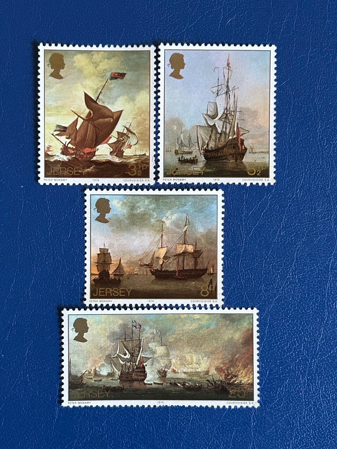 Jersey - Original Vintage Postage Stamps - 1974 - Marine Paintings - for the collector, artist or crafter