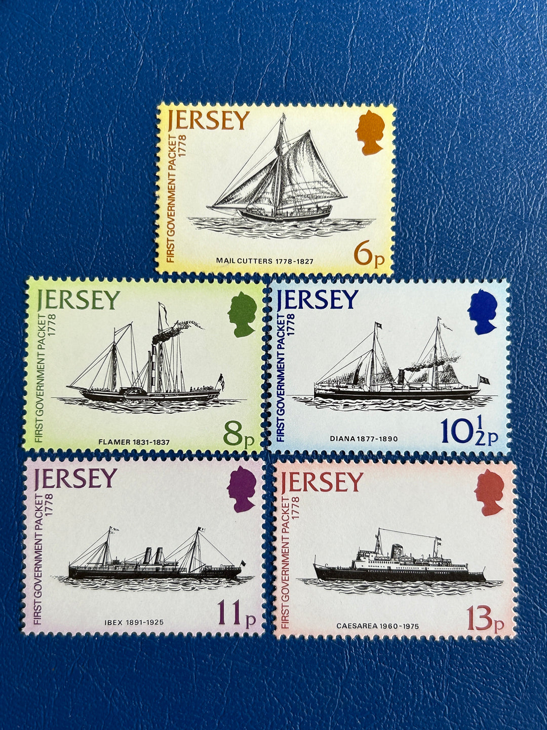 Jersey - Original Vintage Postage Stamps - 1975 - Jersey England Mail Packet Service - for the collector, artist or crafter