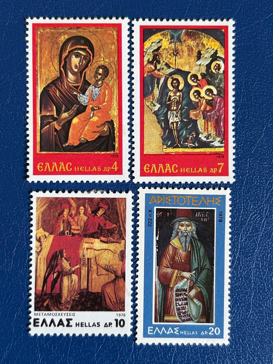 Greece - Original Vintage Postage Stamps- 1963 - Religious Art- for the collector, artist or crafter - scrapbooks, decoupage