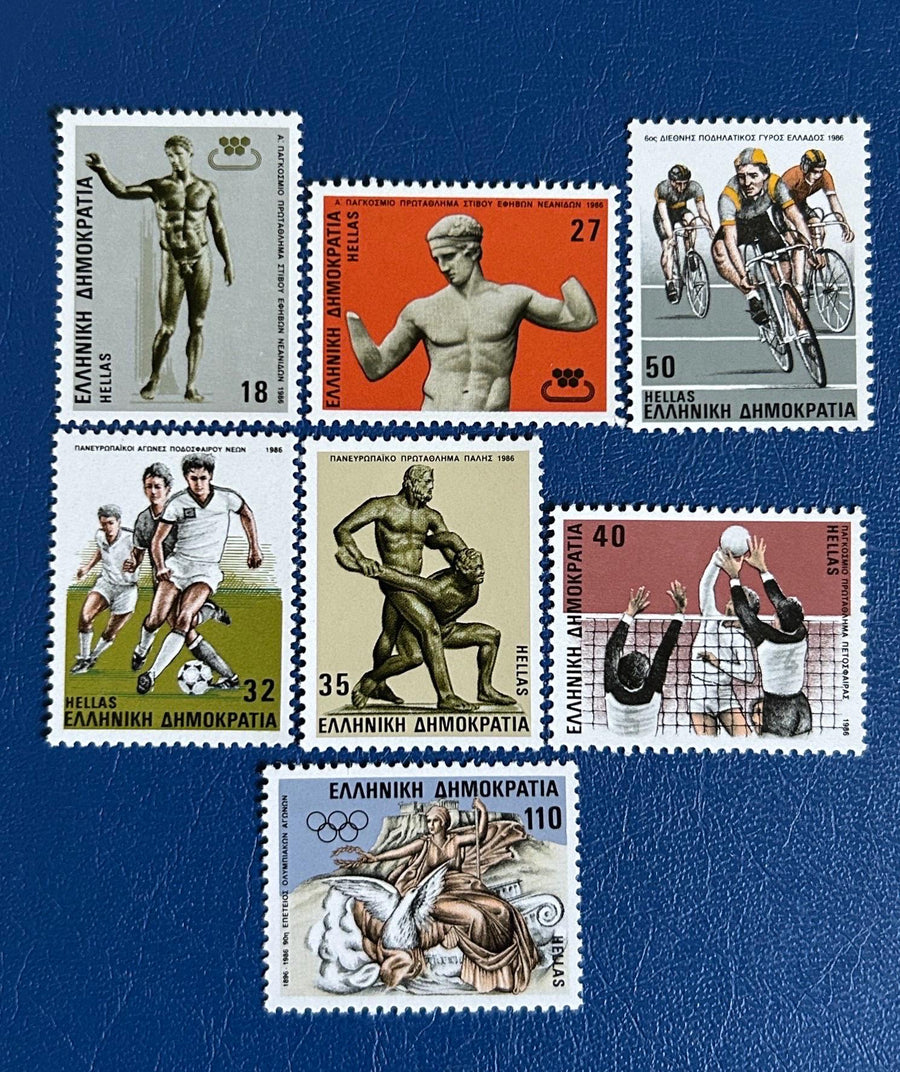 Greece - Original Vintage Postage Stamps- 1986 - Sports - for the collector, artist or crafter - scrapbooks, decoupage