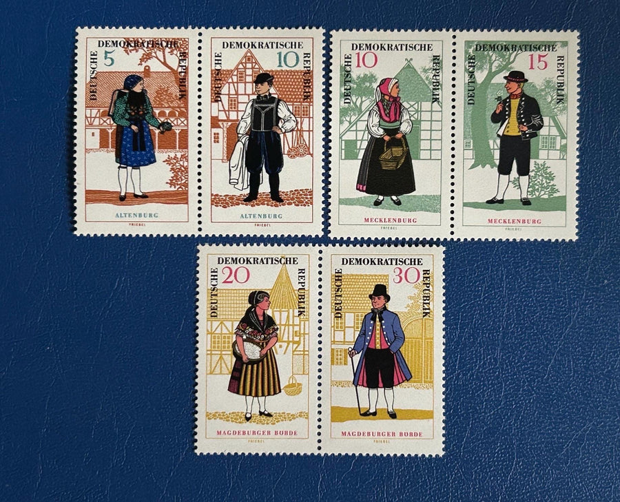 Germany (DDR) - Original Vintage Postage Stamps- 1966 - Traditional Clothing - for the collector, artist or crafter