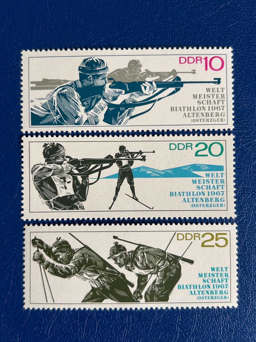 Germany (DDR) - Original Vintage Postage Stamps- 1967 - Biathalon - for the collector, artist or crafter