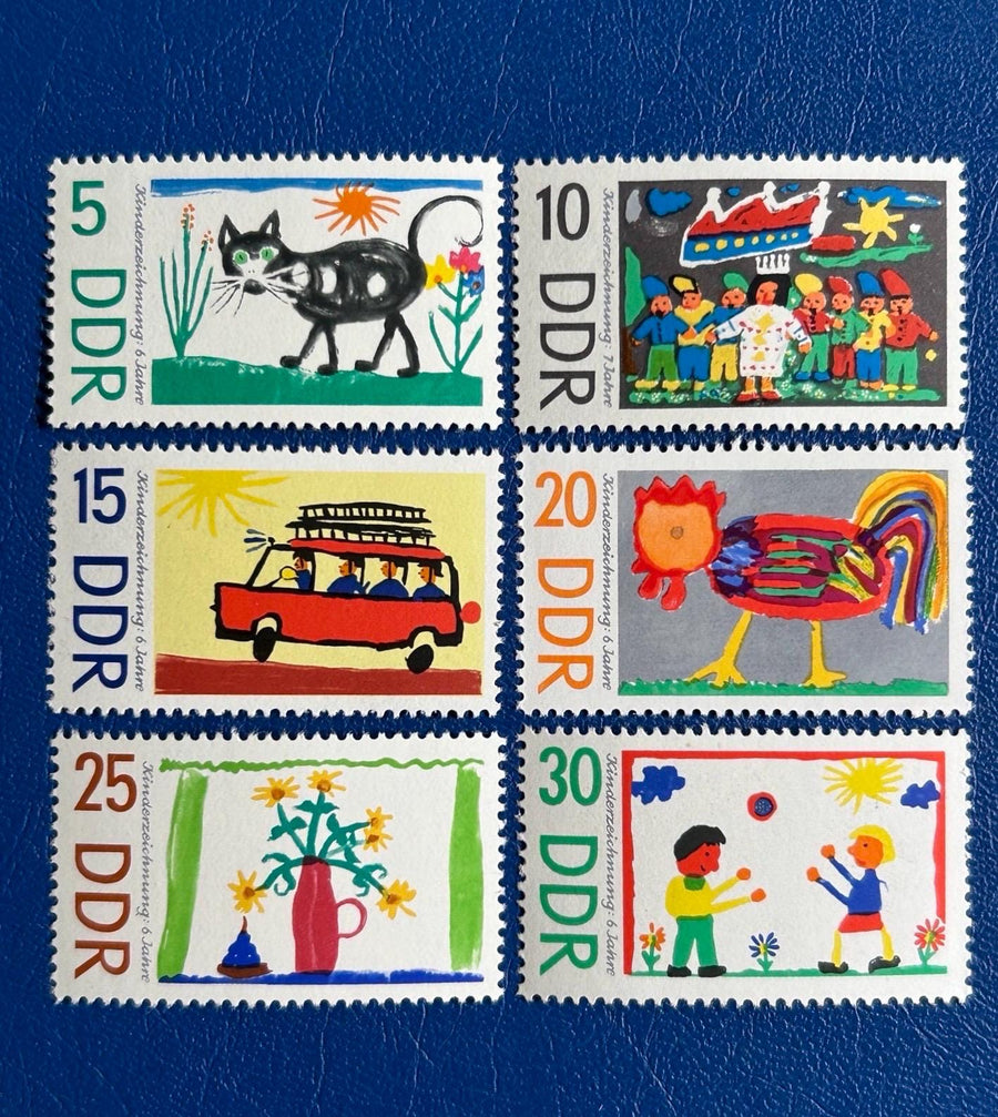 Germany (DDR) - Original Vintage Postage Stamps- 1967 - Children’s Art - for the collector, artist or crafter