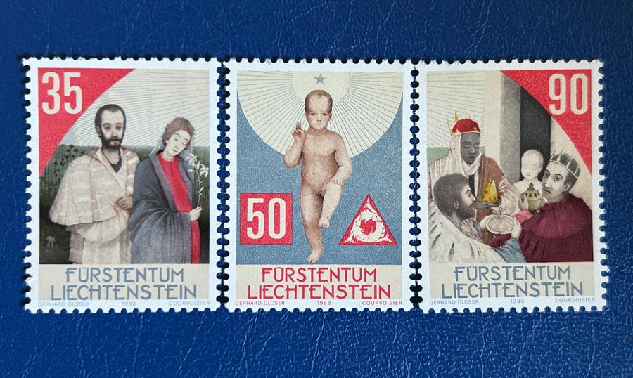 Lichtenstein- Original Vintage Postage Stamps - 1988 - Christmas - Nativity - for the collector, artist or crafter