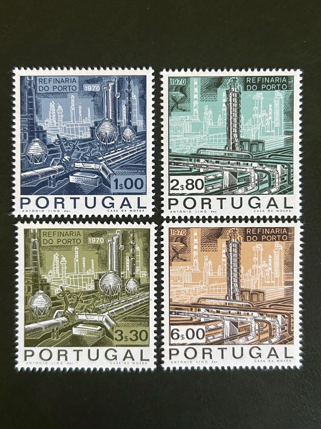 Portugal - Original Vintage Postage Stamps- 1970 - Industry: Porto Refinery - for the collector, artist or crafter