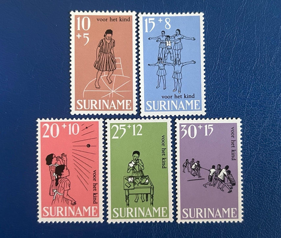Suriname- Original Vintage Postage Stamps - 1968 - Children’s Games- for the collector, artist or crafter - scrapbooks, journals