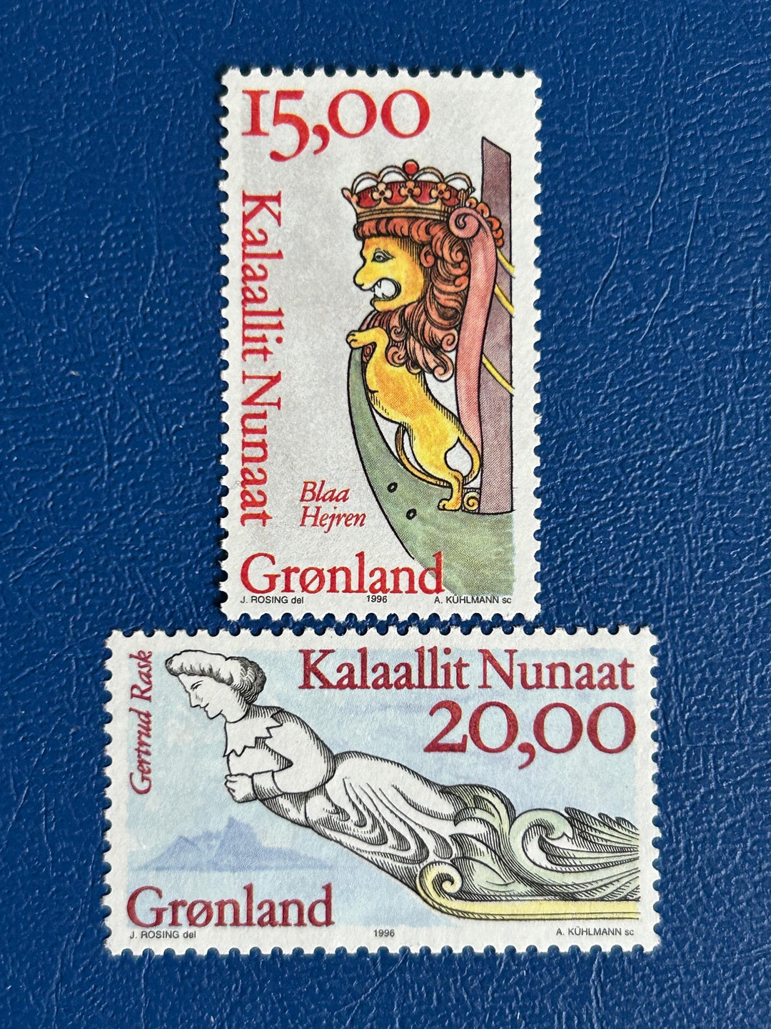 Greenland - Original Vintage Postage Stamps- 1994-96 - Figureheads - for the collector, artist or crafter
