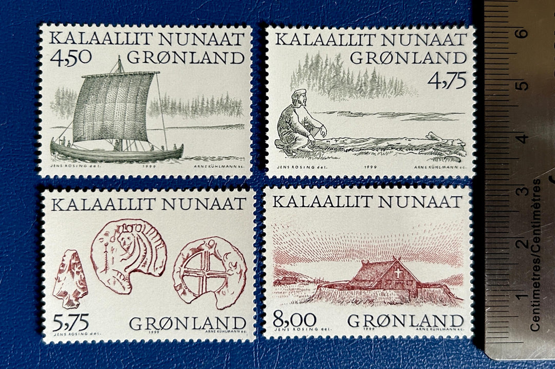 Greenland - Original Vintage Postage Stamps- 1999 - Vikings - for the collector, artist or crafter -journals, scrabooks