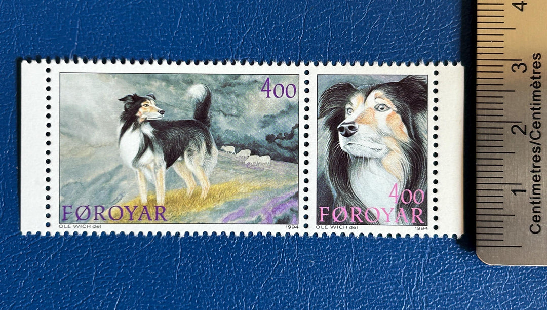 Faroe Islands- Original Vintage Postage Stamps- 1994 - Faorese Sheepdog - for the collector, artist or crafter