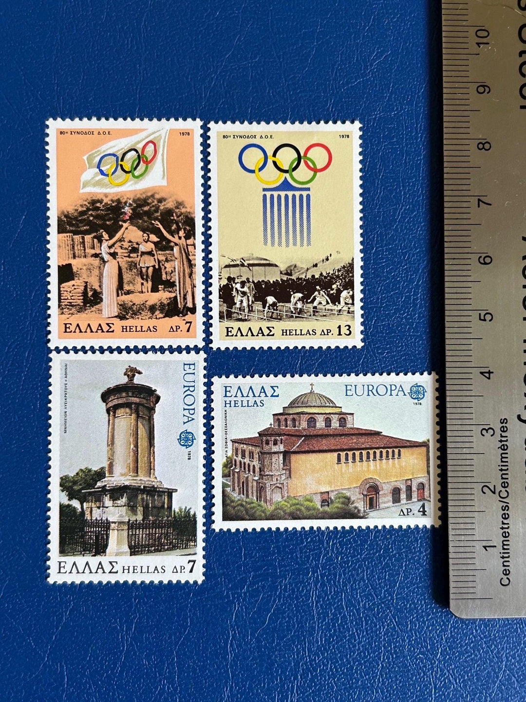 Greece - Original Vintage Postage Stamps- 1978 - IOC & Architecture - for the collector, artist or crafter - scrapbooks, decoupage