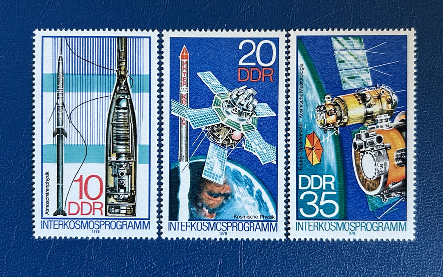 East Germany (DDR) -Original Vintage Postage Stamps - 1978 - Satellites & Rocket - for the collector, artist or craft