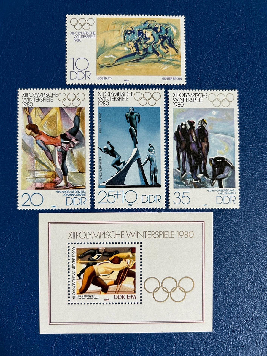 Germany (DDR) - Original Vintage Postage Stamps- 1980 - Winter Olympics/ Art - for the collector, artist or crafter