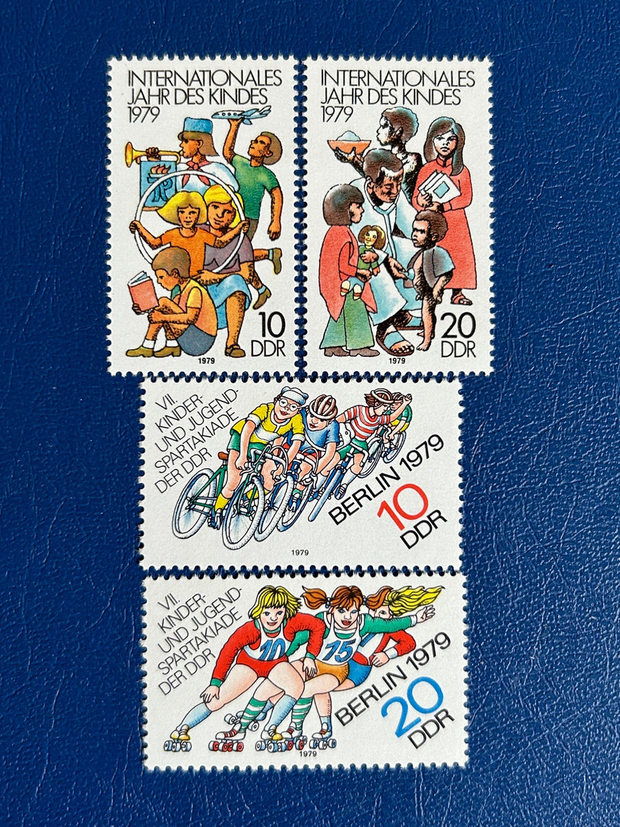 Germany (DDR) - Original Vintage Postage Stamps- 1979 - Int Year of the Child; Children’s Sports - for the collector, artist or crafter