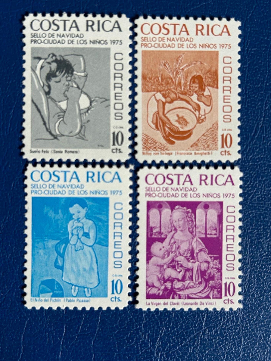 Costa Rica- Original Vintage Postage Stamps- 1975 Children/ Christmas - for the collector, artist or crafter