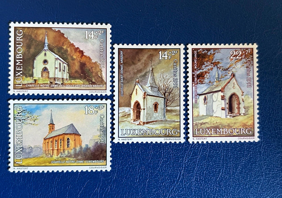 Luxembourg - Original Vintage Postage Stamps- 1991 - Restored Chapels - for the collector, artist, or crafter