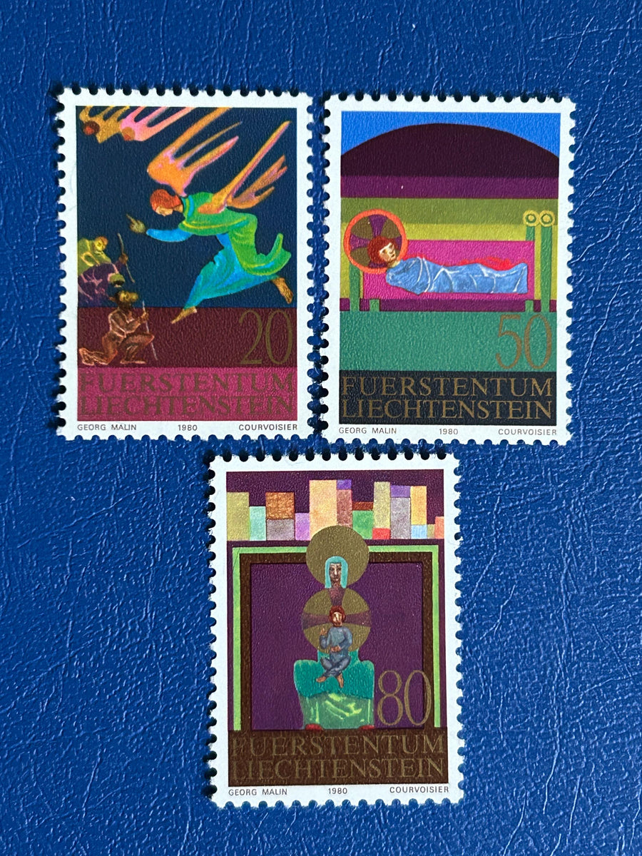 Lichtenstein- Original Vintage Postage Stamps - 1980 - Christmas - Nativity - for the collector, artist or crafter