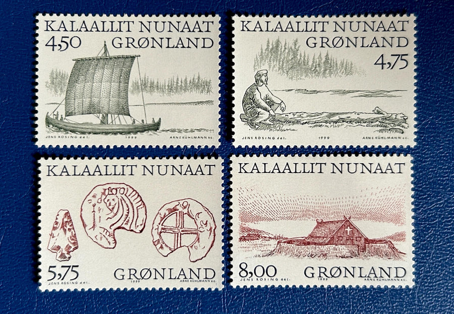 Greenland - Original Vintage Postage Stamps- 1999 - Vikings - for the collector, artist or crafter -journals, scrabooks