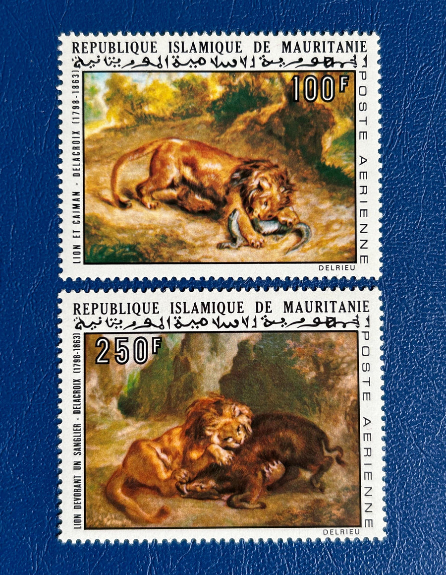 Mauritania - Original Vintage Postage Stamps- 1973 - Lions - for the collector, artist or crafter