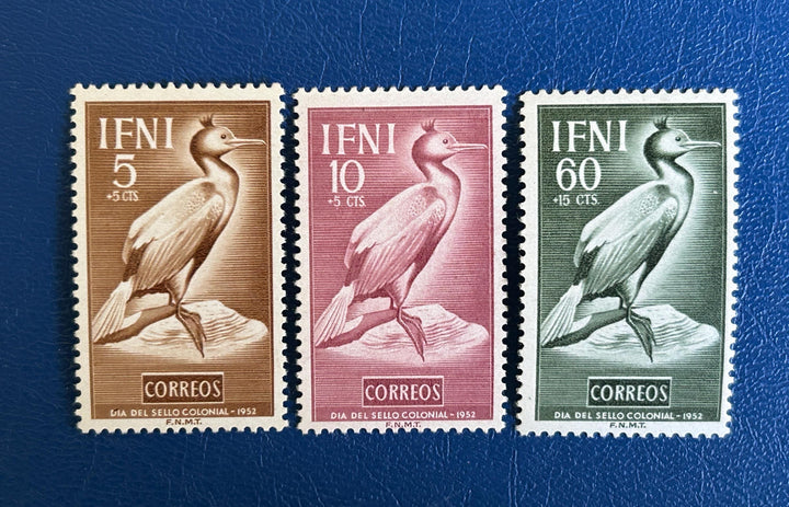 Sp. Ifni- Original Vintage Postage Stamps- 1952 - Stamp Day - Common Shag - for the collector, artist or crafter