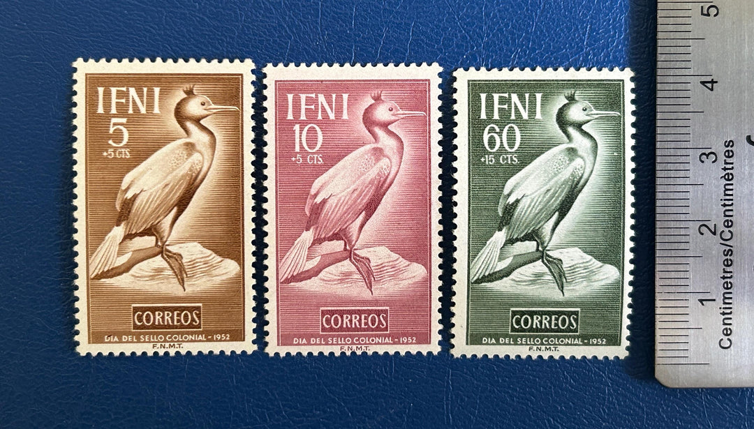 Sp. Ifni- Original Vintage Postage Stamps- 1952 - Stamp Day - Common Shag - for the collector, artist or crafter