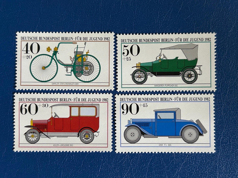 Germany (Berlin) - Original Vintage Postage Stamps - 1982 - Historic Cars - for the collector, artist or crafter