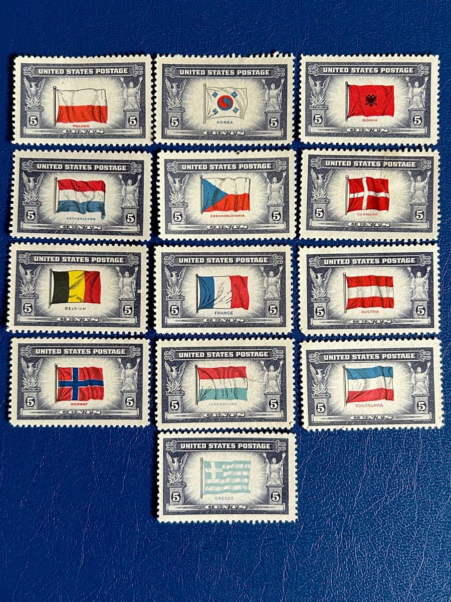 USA - Original Vintage Postage Stamps - 1943 - Overrun Countries Issue - for the collector, artist or crafter