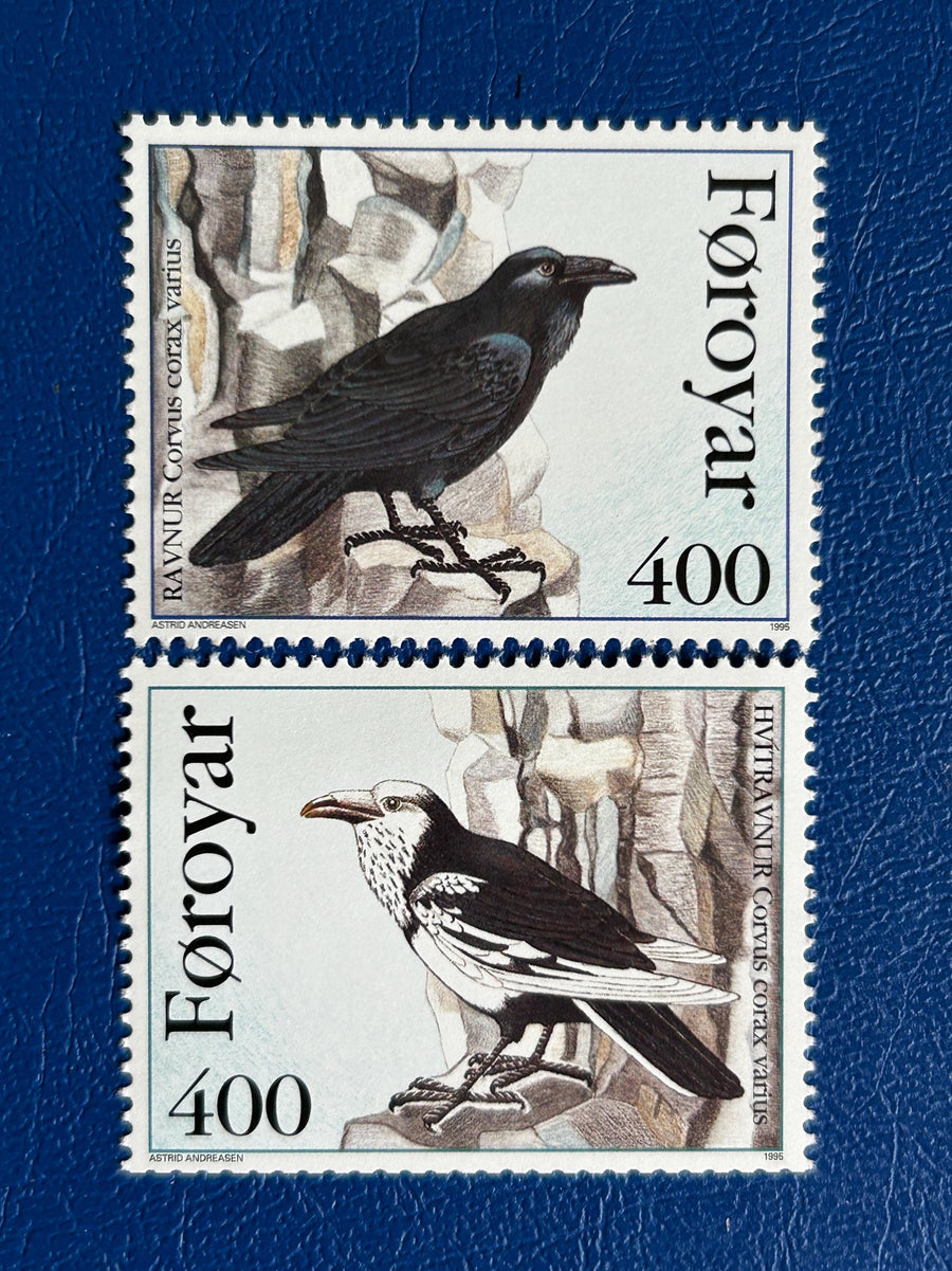 Faroe Islands- Original Vintage Postage Stamps- 1998 - Birds: Pied Raven - for the collector, artist or crafter