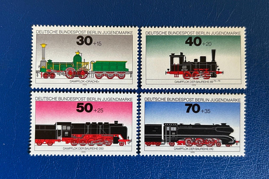 Germany (Berlin) - Original Vintage Postage Stamps - 1975 - Locomotives - for the collector, artist or crafter