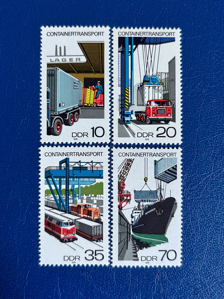 East Germany (DDR) -Original Vintage Postage Stamps - 1978 - Container Transport - for the collector, artist or craft