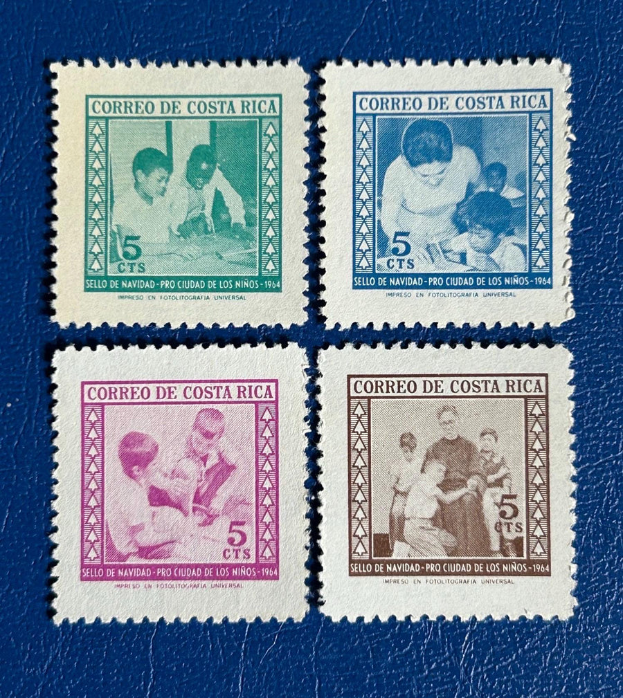 Costa Rica- Original Vintage Postage Stamps- 1964 Children/ Christmas - for the collector, artist or crafter