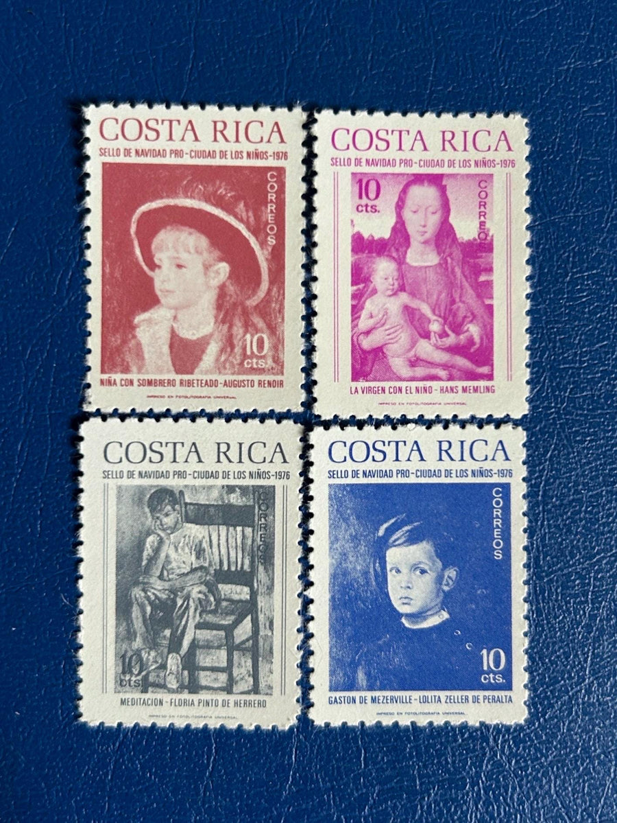 Costa Rica- Original Vintage Postage Stamps- 1976 Children/ Christmas - for the collector, artist or crafter